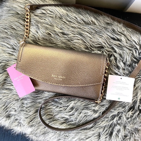NWT Kate Spade metallic leather crossbody clutch - Picture 2 of 7